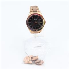 Bulova Crystal Quartz Gemmed Rose Gold Stainless Steel Watch